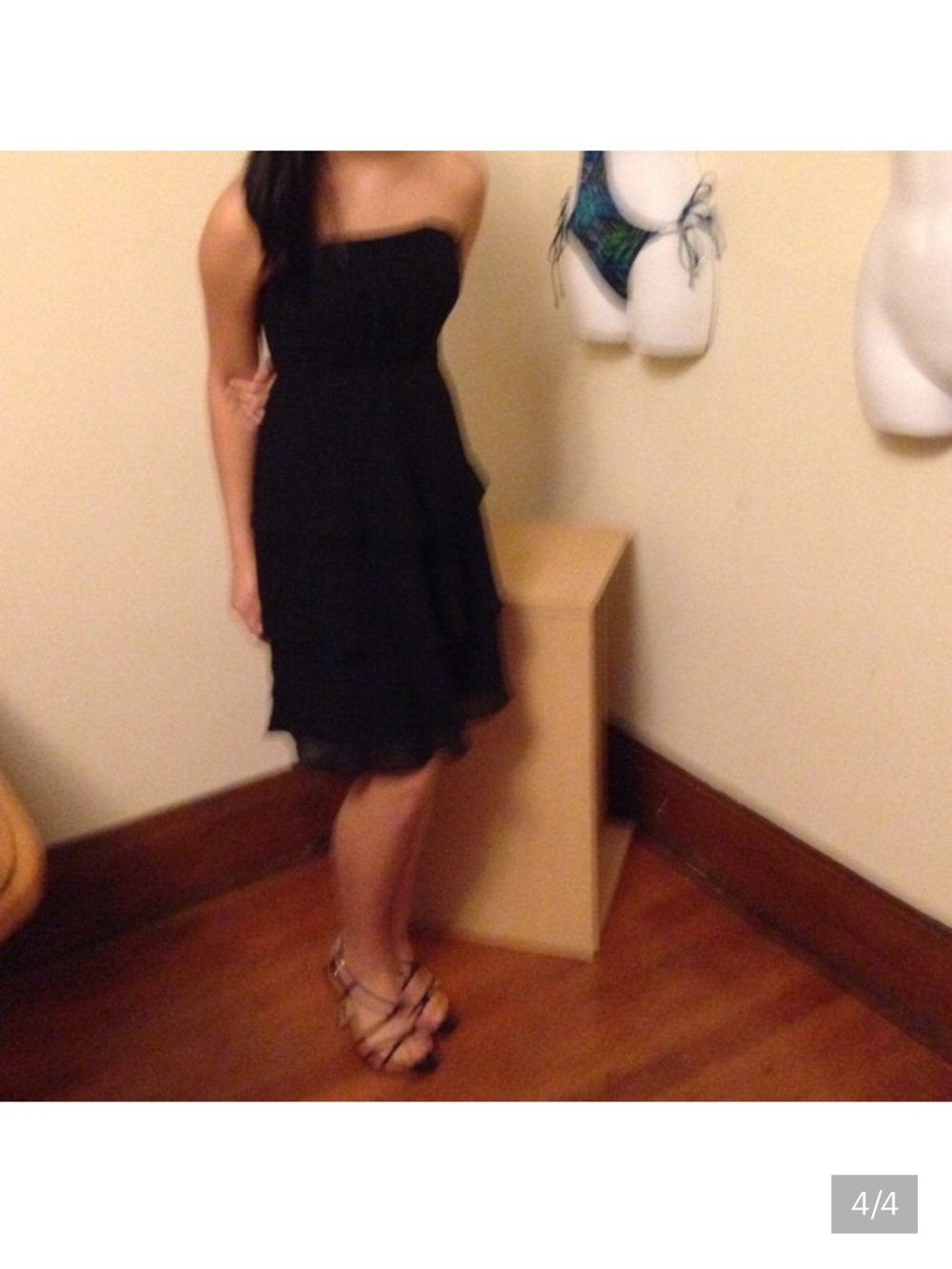 White House Black Market Black Strapless Tiered Cocktail Dress - Picture 3 of 4